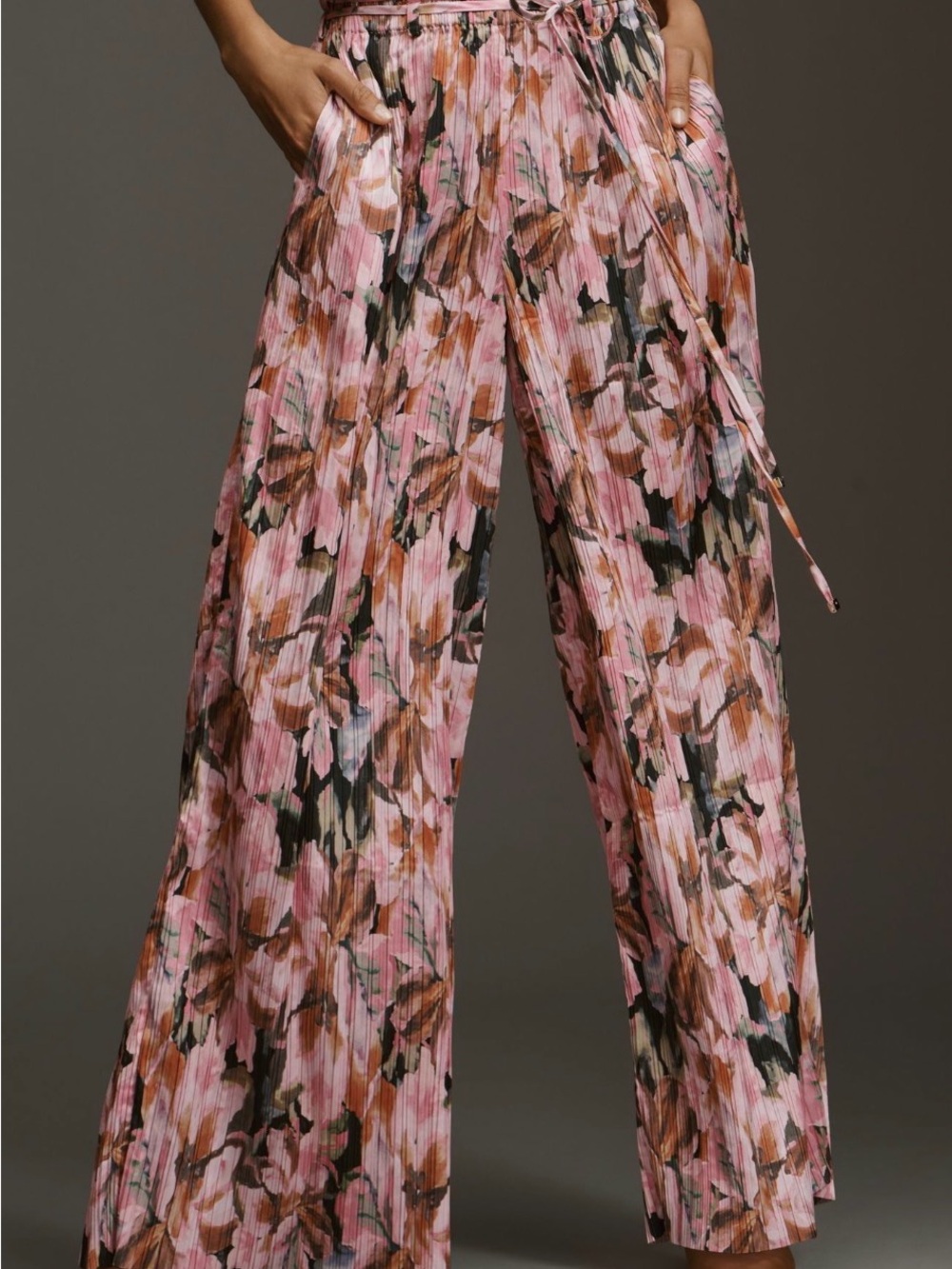 Anthropologie never worn Floral Pleated Wide-Leg Pants